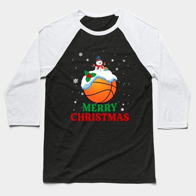 Merry Christmas Basketball Xmas Gift Baseball T-Shirt by Dunnhlpp